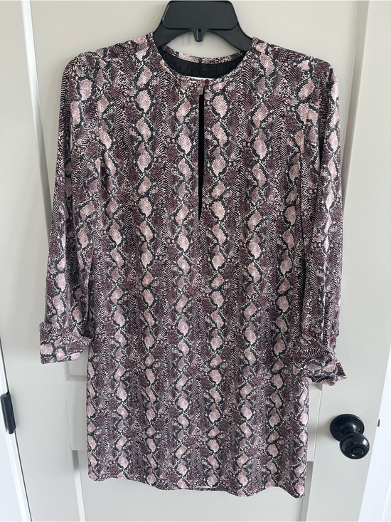 Equipment snake print dress Long-Sleeve Keyhole Shift Dress in Mauve xxs (2)
